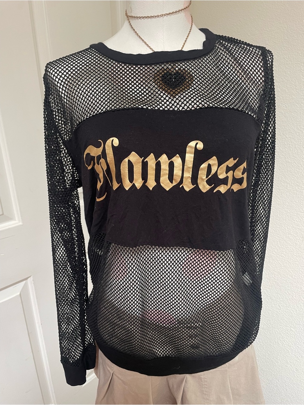 Black mesh top